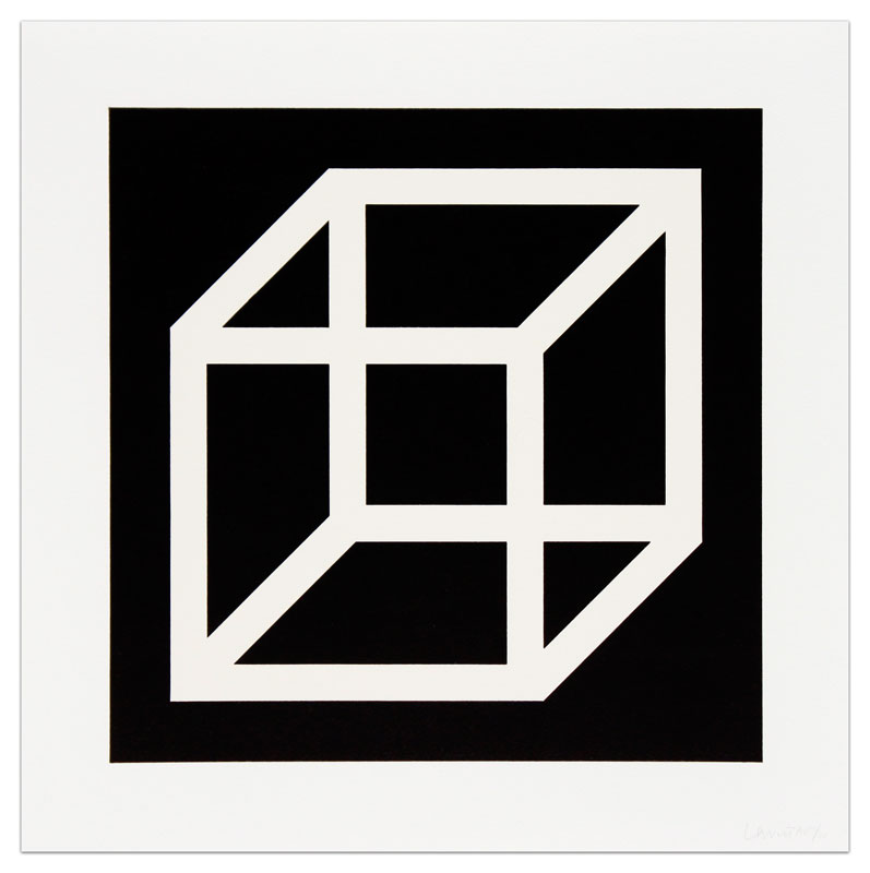 Open Cube in White on Black
