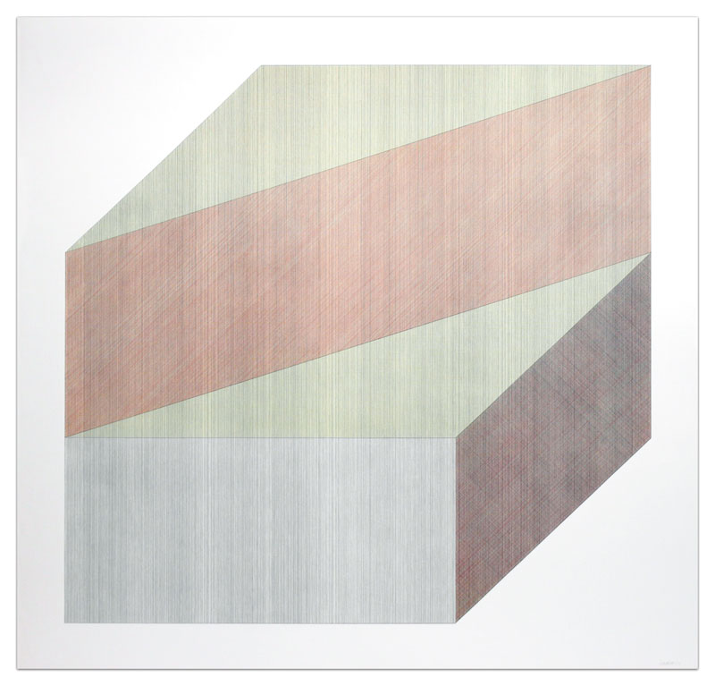 Form Derived From a Cube with Lines In Four Directions & Four Colors