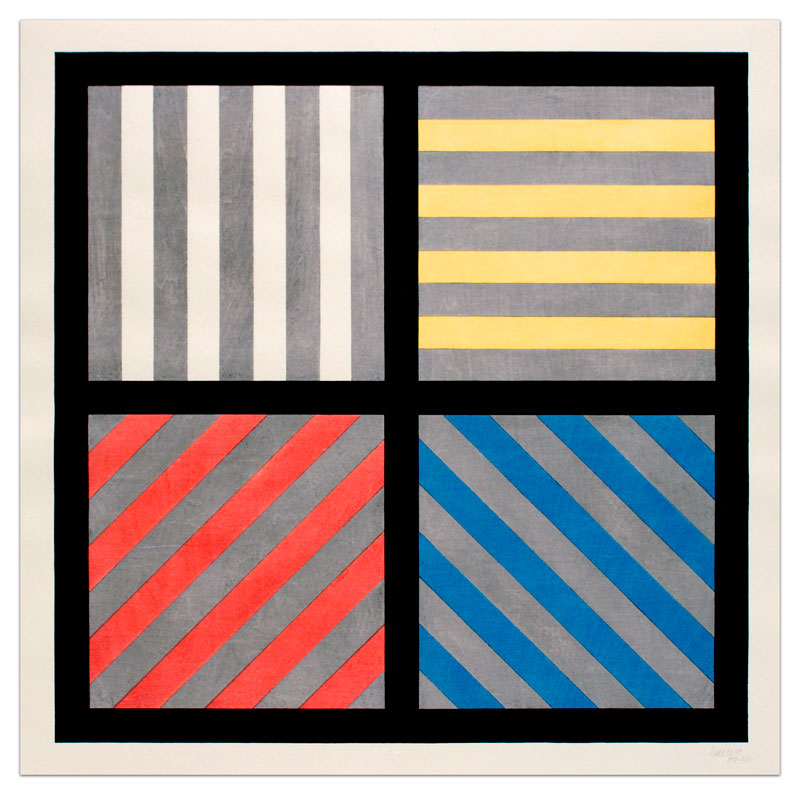 Lines in Four Directions, with Alternating Color and Gray Bands